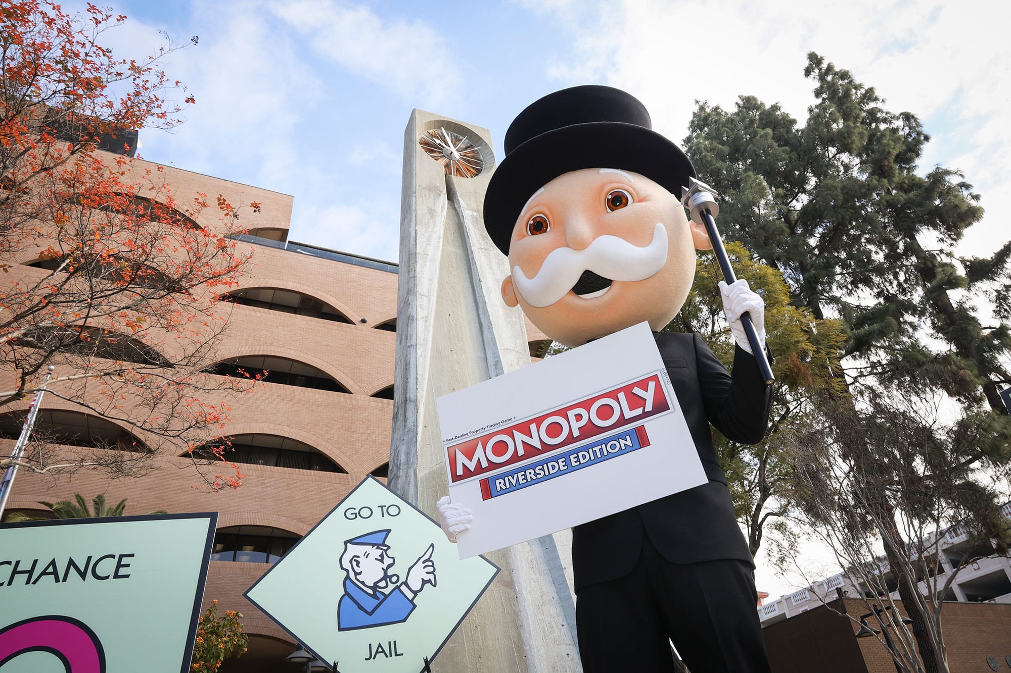 Mr. Monopoly visits City Hall seeking community input on the forthcoming  MONOPOLY: Riverside Edition board game